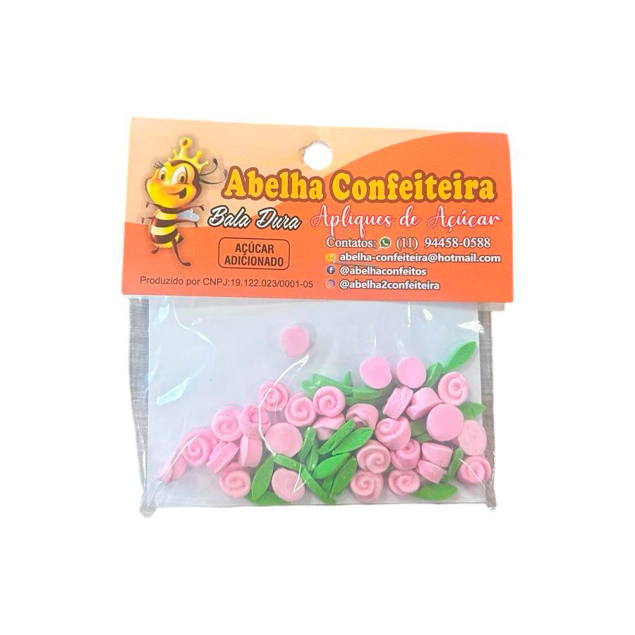 Confeito de Açúcar - Rosas e Folhas - 60 unidades - Abelha Confeiteira - Rizzo em Oferta na Shopee