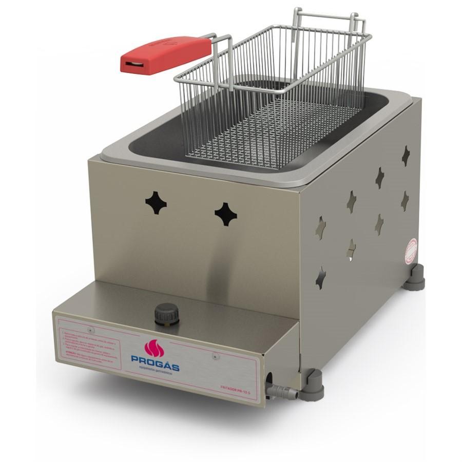 Tacho Fritador Retangular Fritura 1 Cesto Gas 5 Litros Óleo PR-10G - Progás