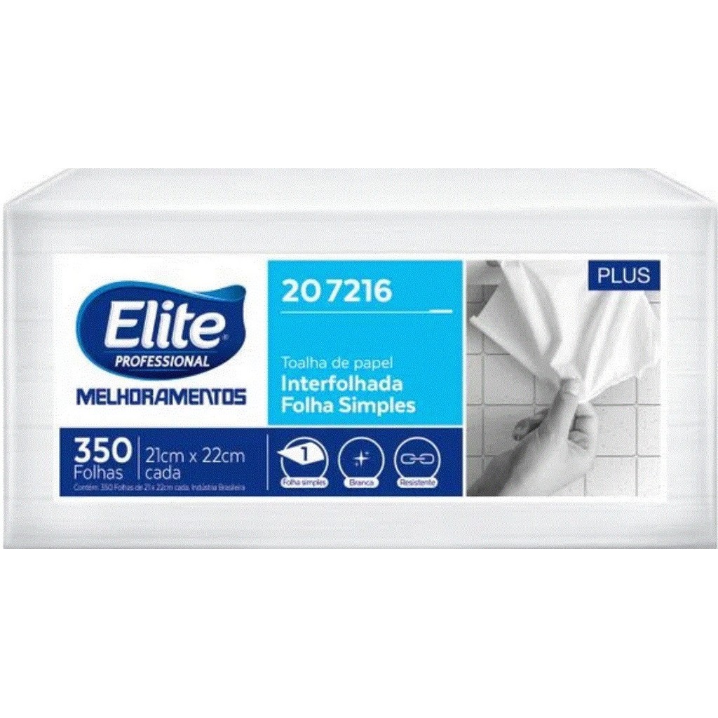 KIT 5 un TOALHA INTERFOLHA PLUS FOLHA SIMPLES 350FL ELITE