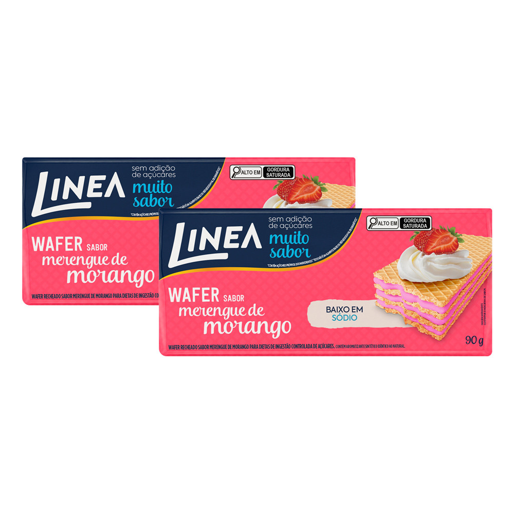 Kit 2 Wafers Linea Sabor Morango de 90g
