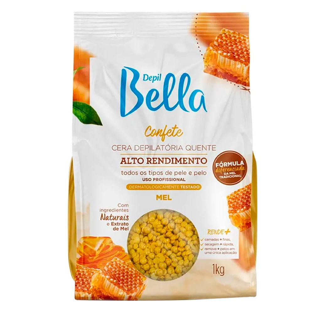 Cera Depilatória Quente Depil Bella Confete Mel 1Kg - Beauty
