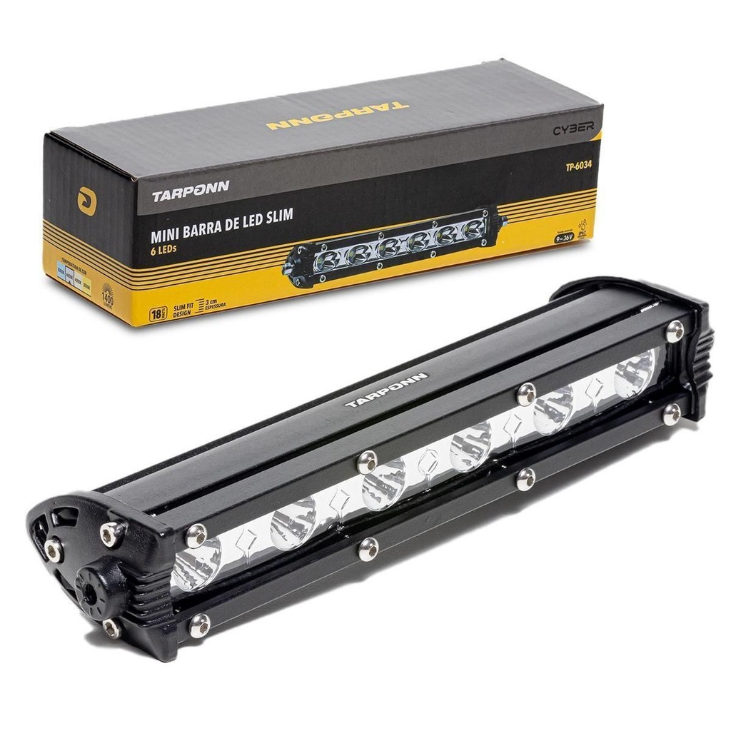 Mini Barra De Led 18,5cm 6 Led 18w 9-36v 6000k Tarponn em Oferta na Shopee