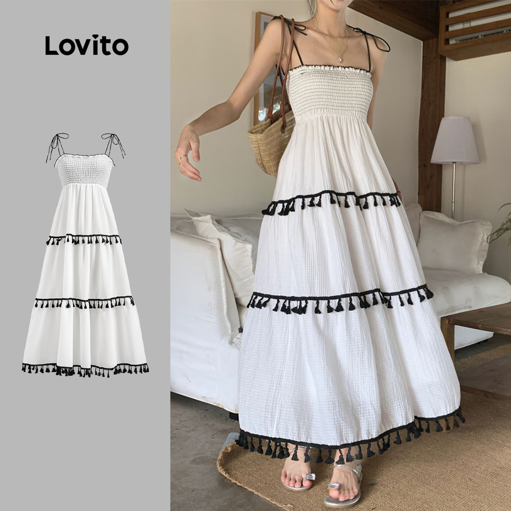 Lovito Vestido Boho Com Franjas E Babados Na Bainha, Vestido De Verão/Primavera Para Mulheres L129ED163 - Women Clothes