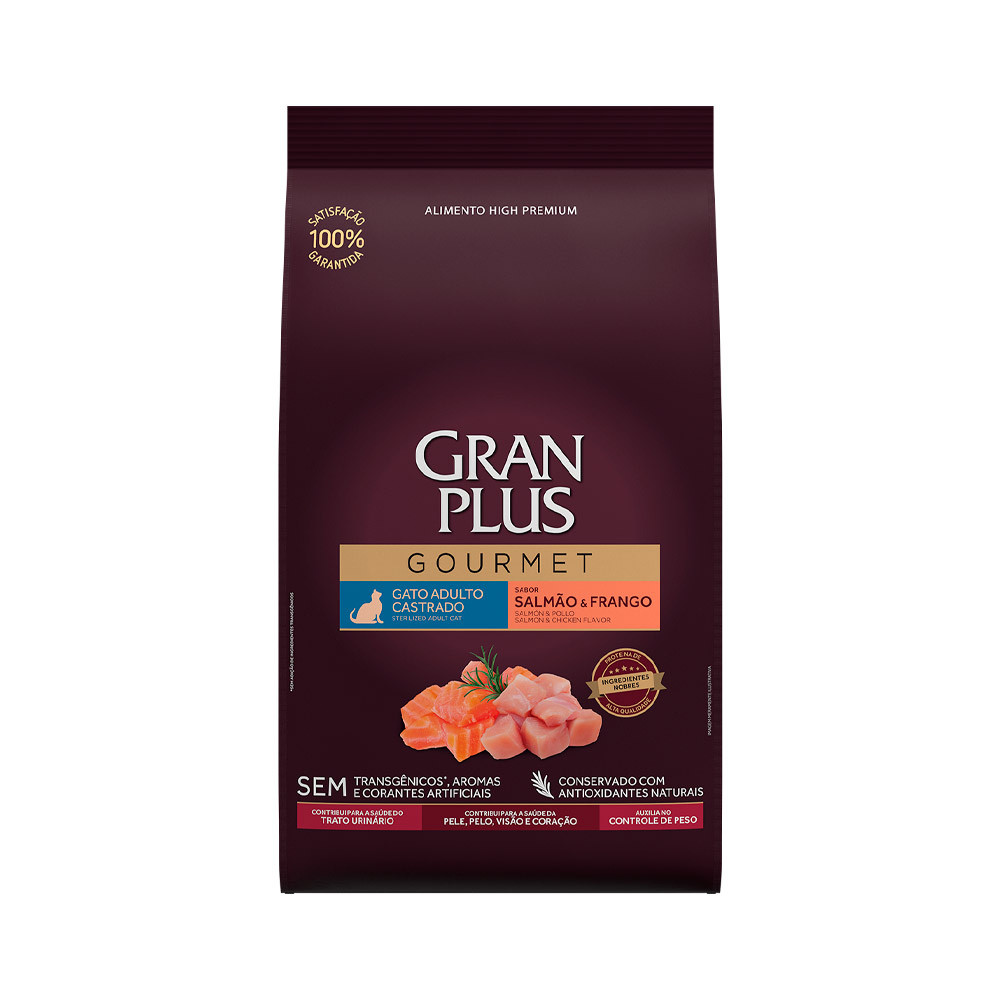Ração 3Kg GranPlus Gourmet Gato Castrado Salmão Frango em Oferta na Shopee