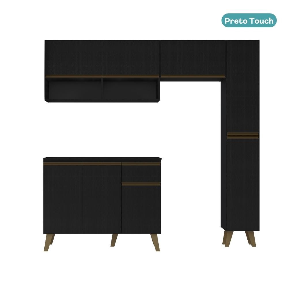 Armário de Cozinha Completa Atlanta Slim Preto Touch · foto 2