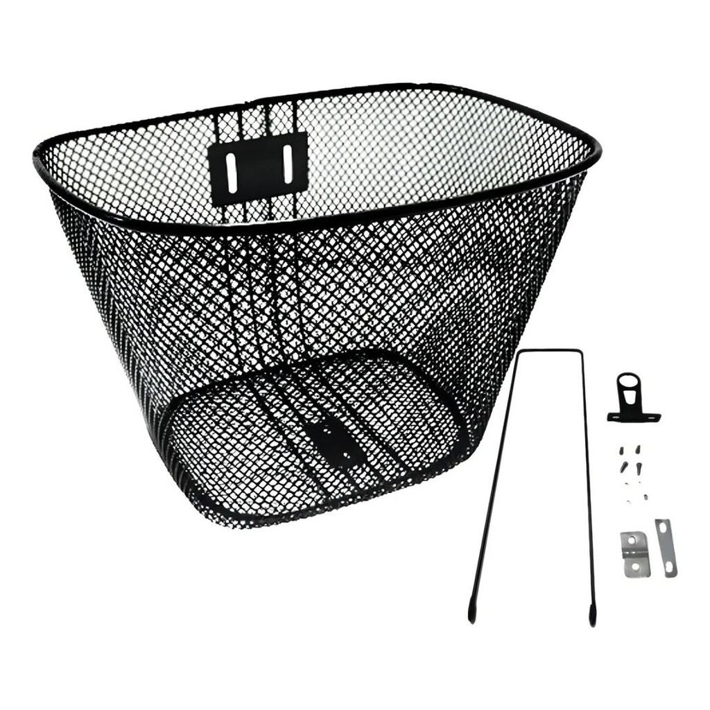 Cesta Para Bicicleta Tamanho Médio Com Haste e Suporte