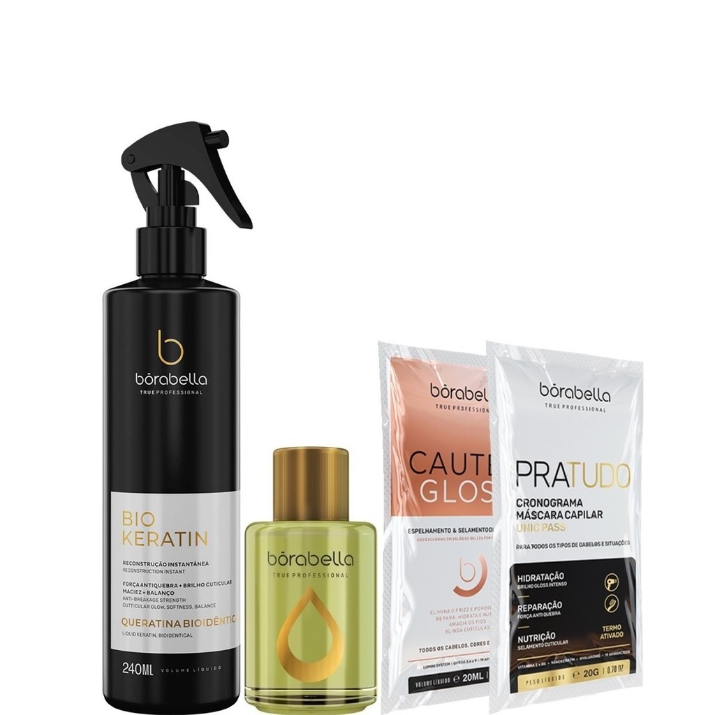 Borabella Biokeratin Queratina Liquida 240ml + Óleo de Argan 7ml em Oferta na Shopee