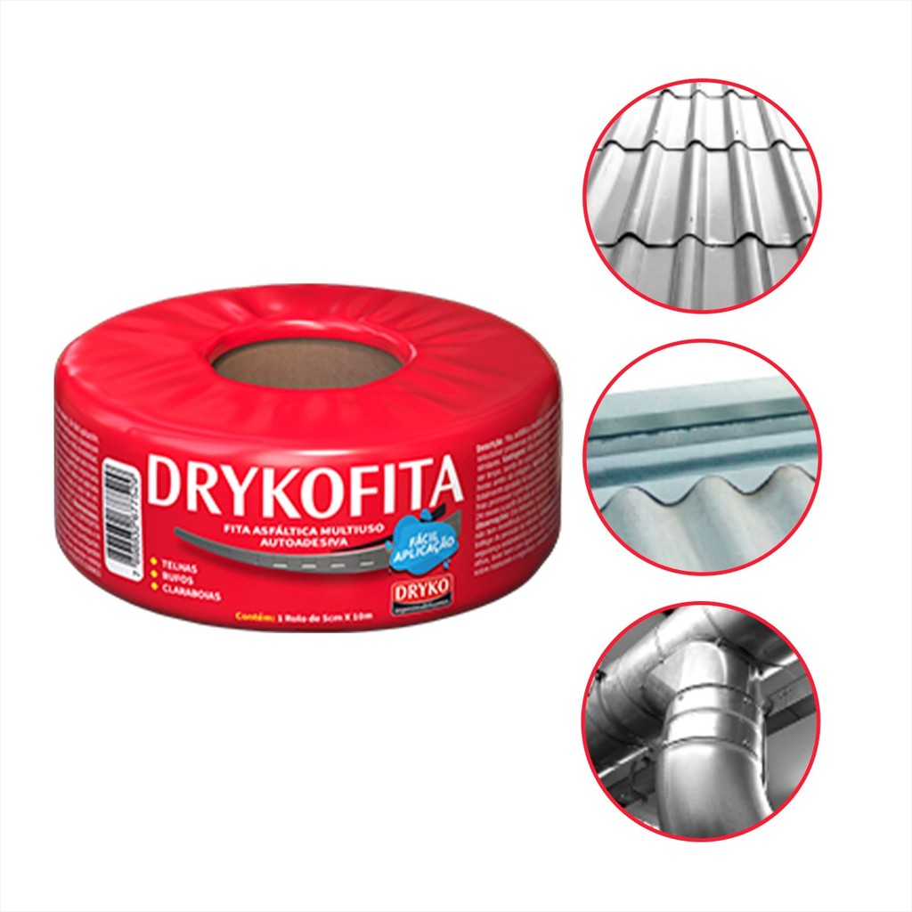 Fita Adesiva De Manta asfáltica adesiva Aluminizada Dryko - 5cm x 10m DrykoFita