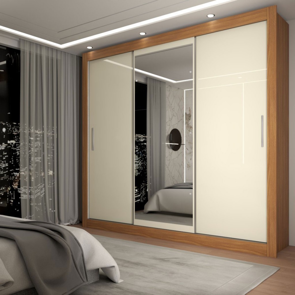 Guarda-Roupa Casal Del Plata 3 Portas 4 Gavetas com Espelho em Oferta na Shopee