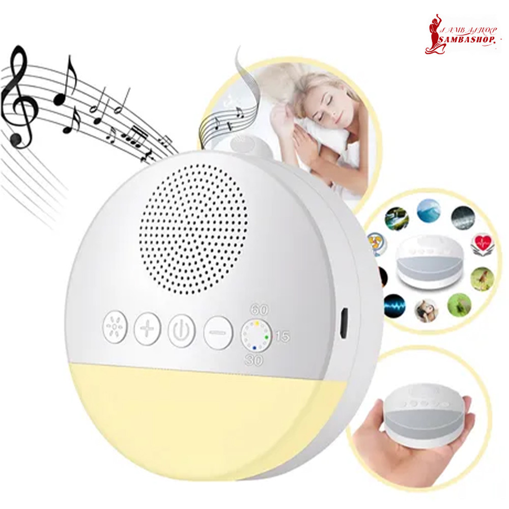 Imagem Música Relaxante com Luz Noturna Ajustável Máquina Som Branco Bebê Portátil Recarregável Berço