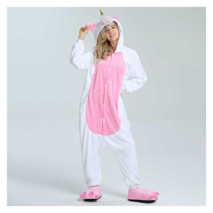 Kigurumi Familia Infantil Adulto ou Bebê de Unicornio Fantasia Pijama Quentinho com Capuz Bordado em Oferta na Shopee