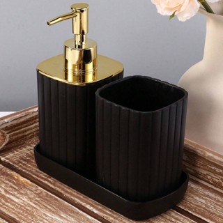 Kit Acessórios Banheiro Porta Escova Liquido 3pçs Preto Drd em Oferta na Shopee
