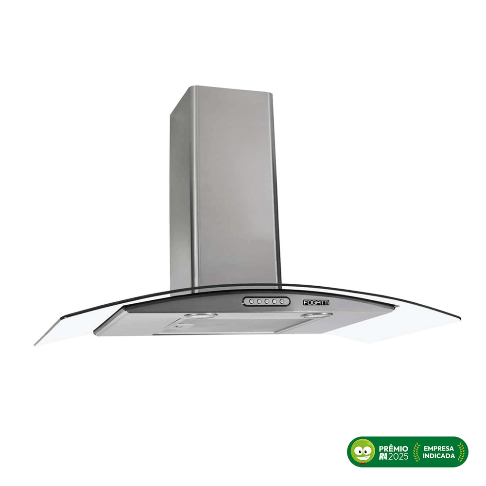 Coifa Parede Vidro Curvo Slim Inox 4 à 6 Bocas 90cm Fogatti 220V