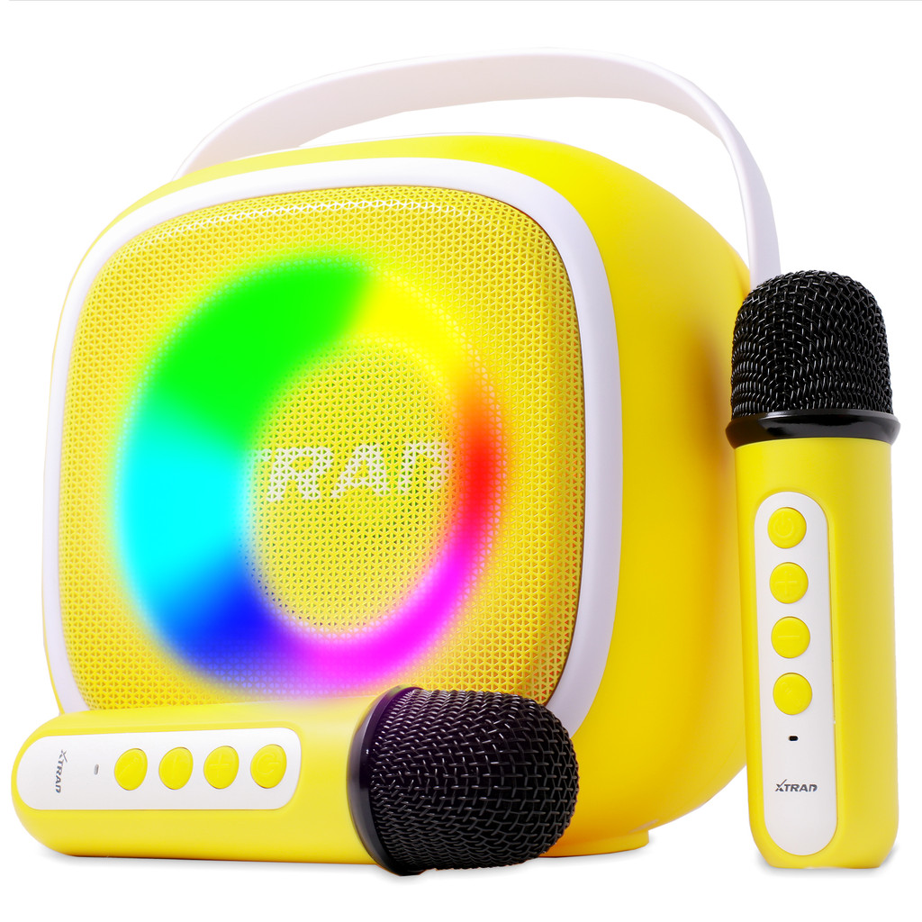 Caixa De Som Bluetooth Portátil Rádio Fm Microfone Duplo Karaokê Efeito De Voz RGB Auxiliar P2 Cartão TF SD USB