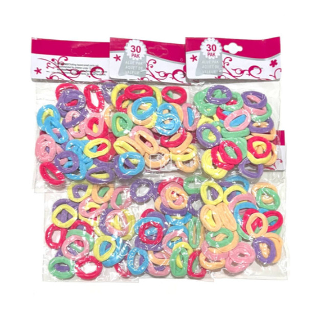 Elástico Kit 180/360 Unidades Xuxinha Rabicó de Cabelo Pequeno Preto/Colorido