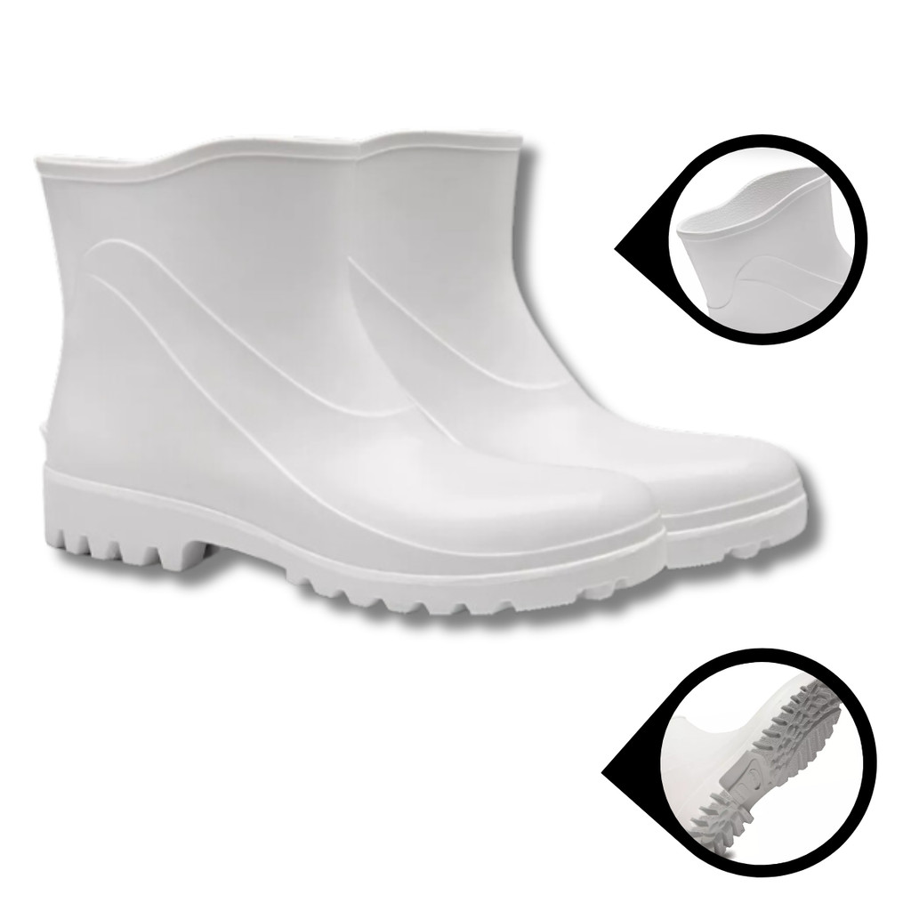 Bota Cano Curto Pvc Branca Masculina Fem. Domestica Bracol - Branco - Liso - 41 BR