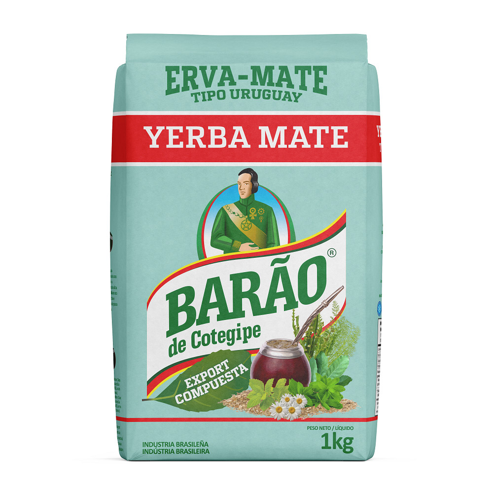 Erva Mate chimarrão BARÃO EXPORT COMPOSTA Uruguai 1kg