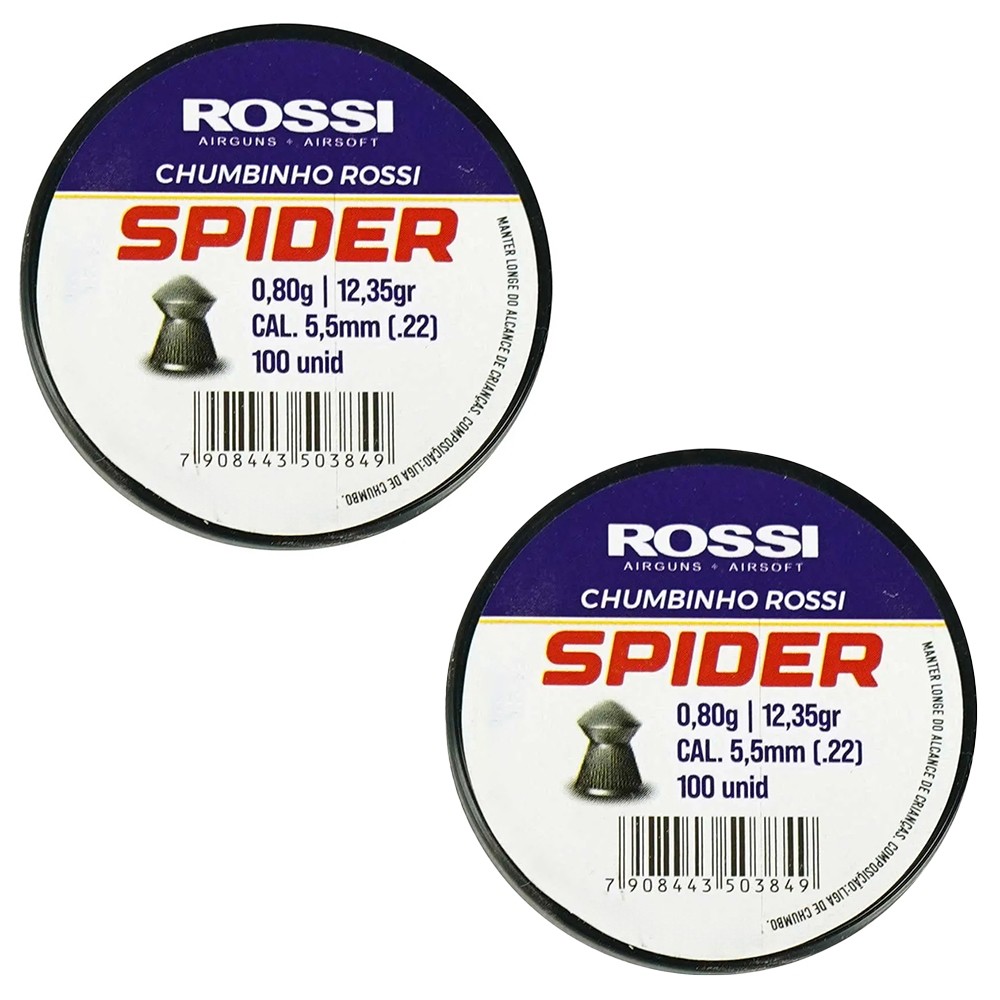 Kit 2 Chumbinho Spider 5.5mmm 0,80G 12,35Gr 100un  - Rossi - Sports & Outdoors