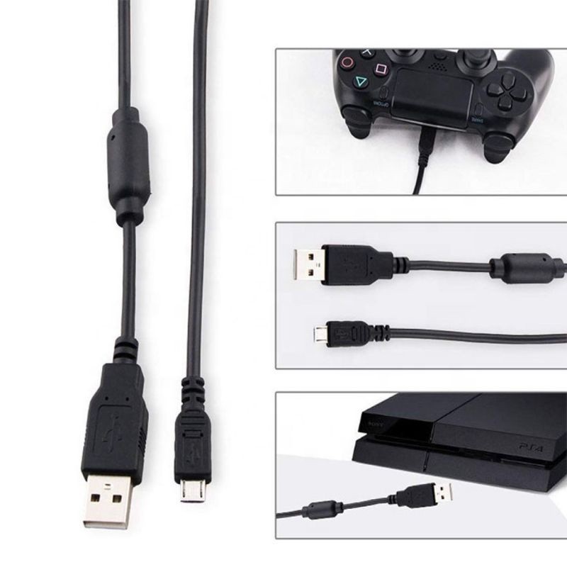 Cabo Carregador Controle Play 4 Com Filtro V8 Micro Carregamento Rápido.mede 1.80cm envio mesmo dia