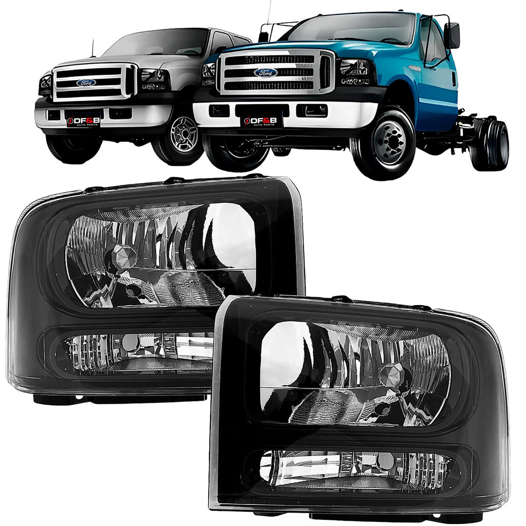 Farol dianteiro F250 F350 F4000 2007 2008 2009 2010 2011 Mascara Negra