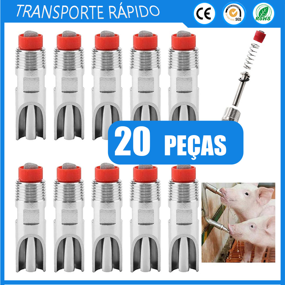 20x mamilo de aço inoxidável bebedor de porco alimentador automático