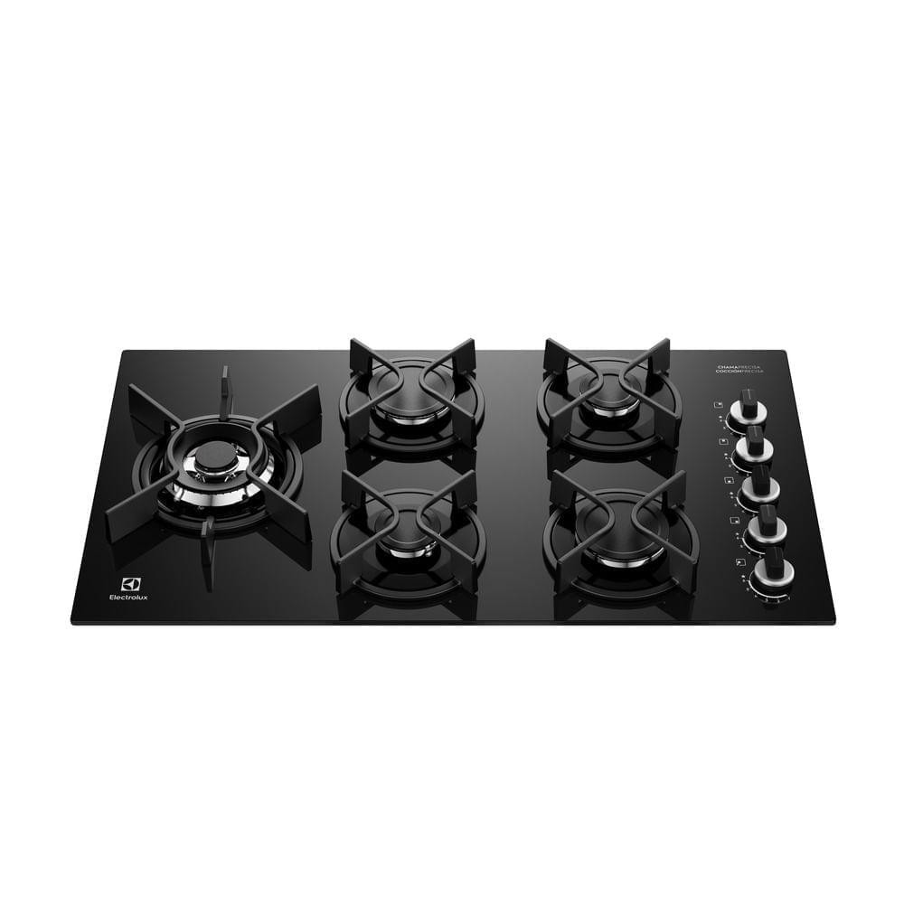 Cooktop 5 Bocas a Gás Electrolux Mesa Vidro Expert ChamaPrecisa e Grade Ferro Fundido (KE5GW) em Oferta na Shopee