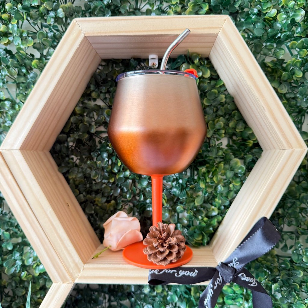 Copo De Coquetel 2 Em 1 420ML Vinho Removível Com canudo de De Aço Inoxidável 304 Forma De U Isolamento Duplo