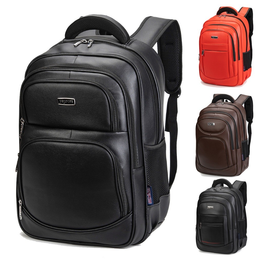 Mochila Masculina de Couro Bolsa Prova D'água Mochila escolar moda Masculina