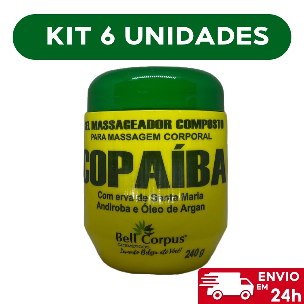 Kit com 06 Gel Massageador Composto Copaíba 240gr - Bell Corpus