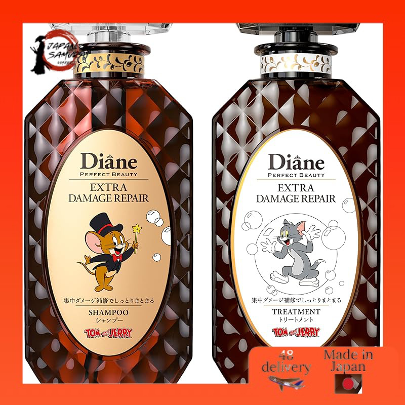 Conjunto De Shampoo E Condicionador De Colaboração Tom & Jerry : Reparo Profundo De Danos Com Aromas De Frutas Vermelhas Florais , Extra Perfect Beauty-450ml x 2-Direto Do Japão