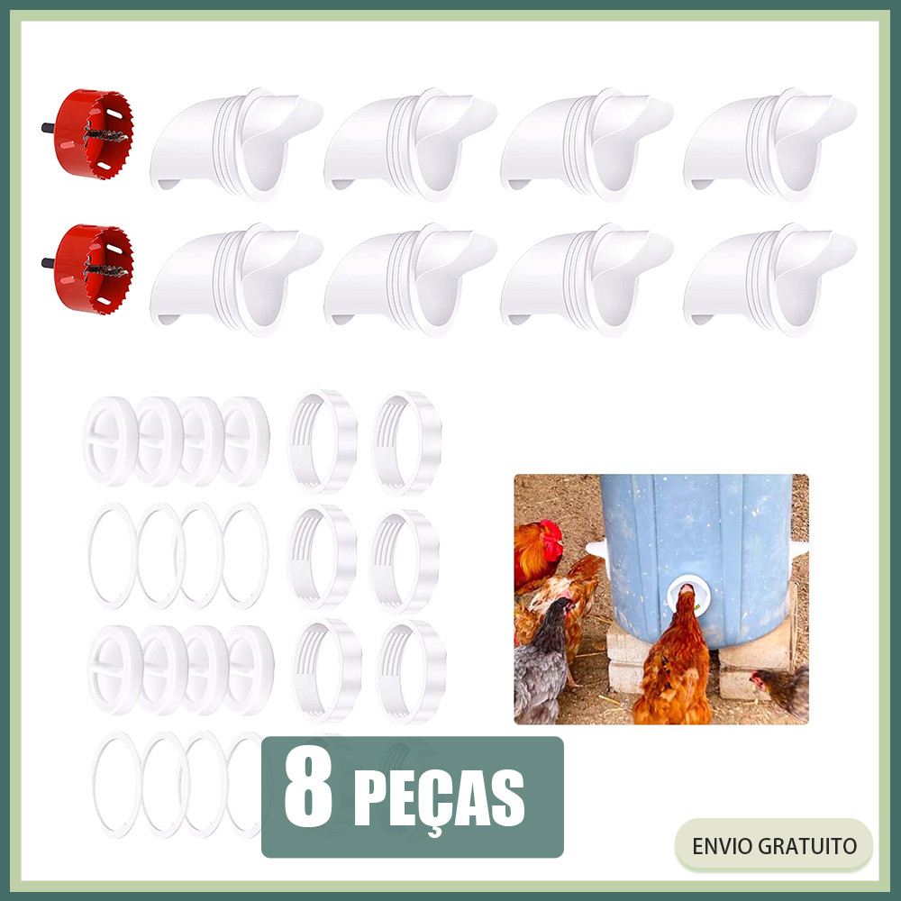 8x alimentador automático para aves domésticas comedouro automático para galinhas, patos e gansos