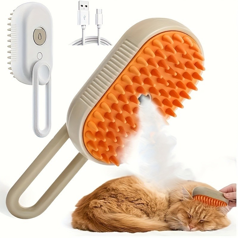 Escova A Vapor Para Gatos Cães 3 Em 1 Escovas Elétricas De Pêlos Pentes De Massagem