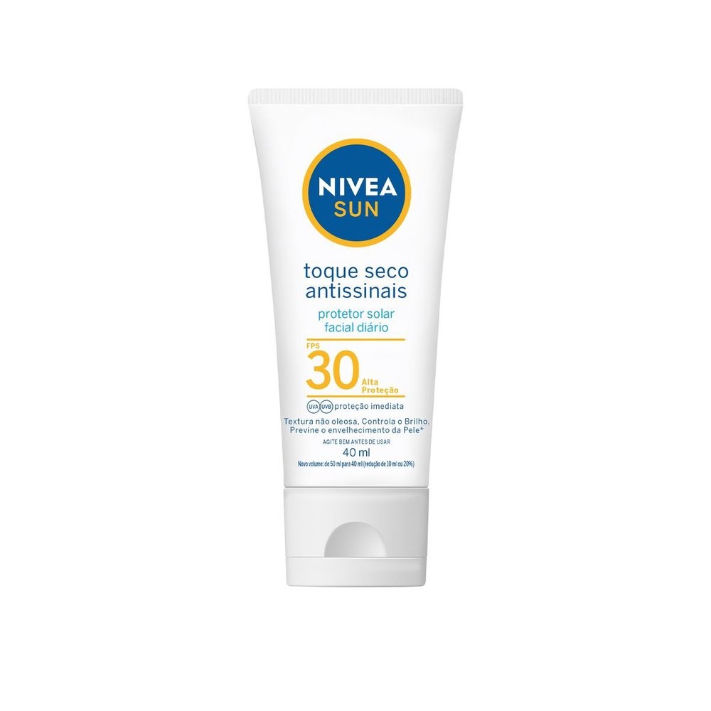 Protetor Solar Facial Nivea Sun Toque Seco Antissinais FPS 30 40ml - Beauty