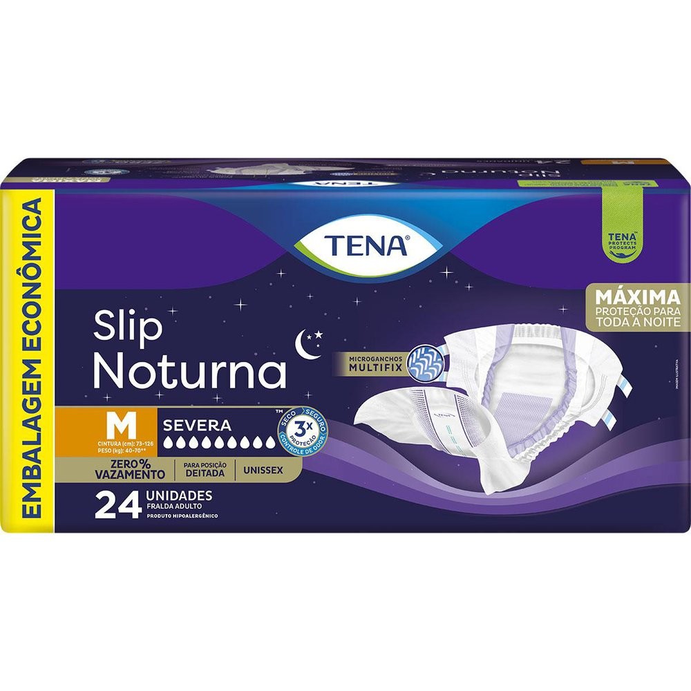 Fralda Geriátrica Tena Slip Noturno M com 24 Unidades Descartáveis - Health