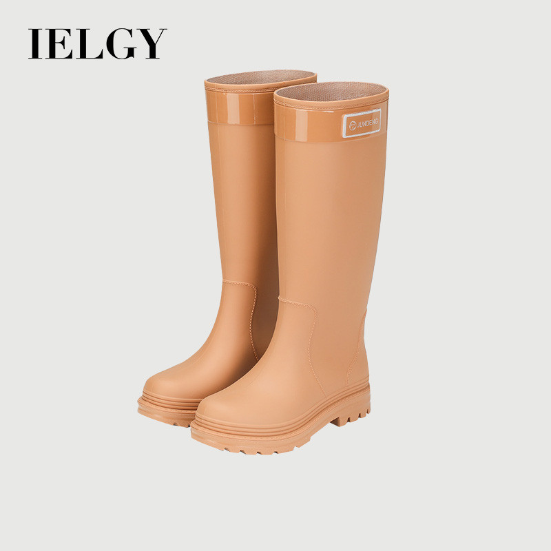 IELGY 2025 Sapatos De Chuva Altos Da Moda Femininos , Veludo À Prova D'água , Cor Sólida