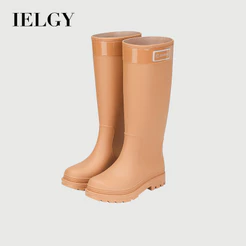 IELGY 2026 Sapatos De Chuva Altos Da Moda Femininos , Veludo À Prova D'água , Cor Sólida
