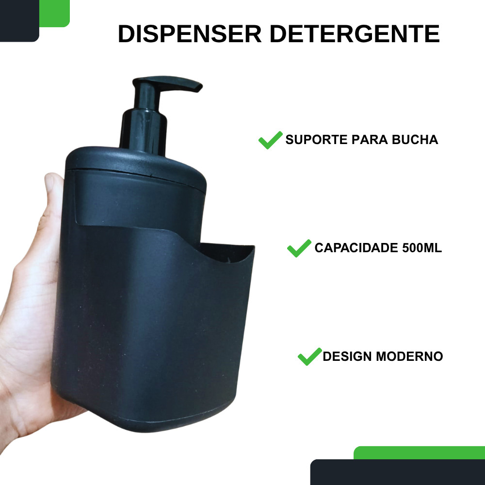 Porta Detergente Dispenser de Pia com Suporte para Esponja
