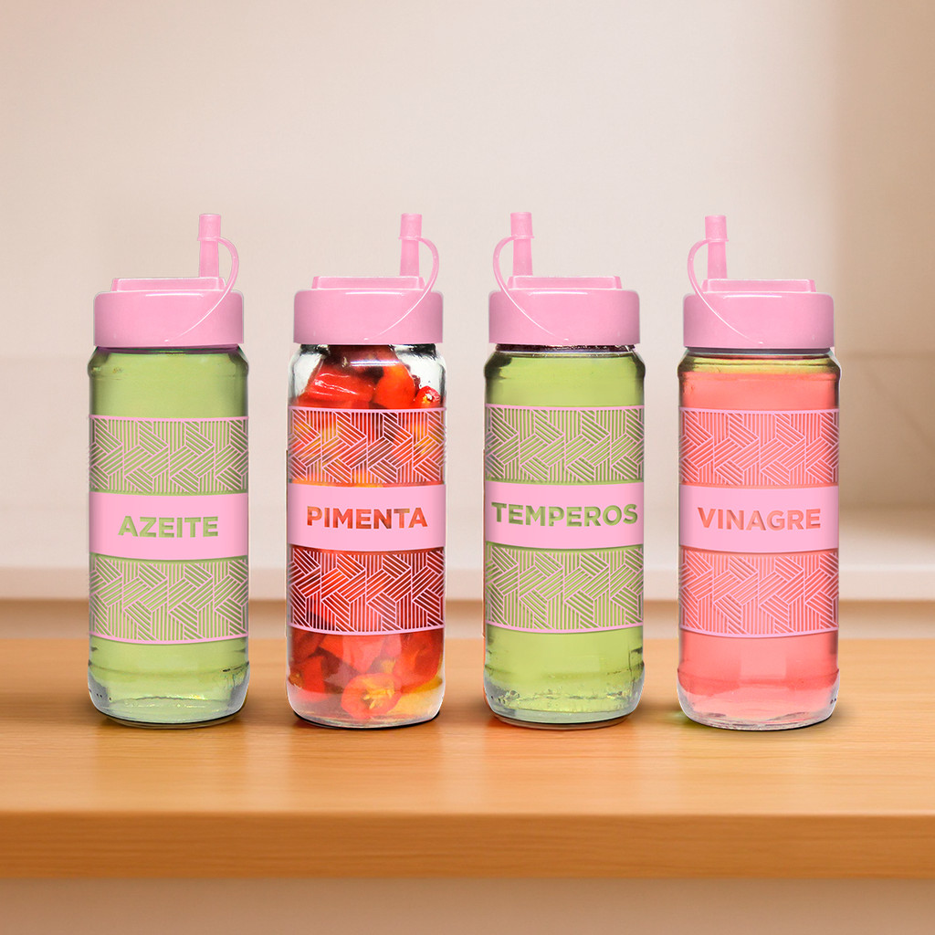 Kit C/ 4 Potes 350ml - Azeite / Pimenta / Vinagre / Temperos em Oferta na Shopee