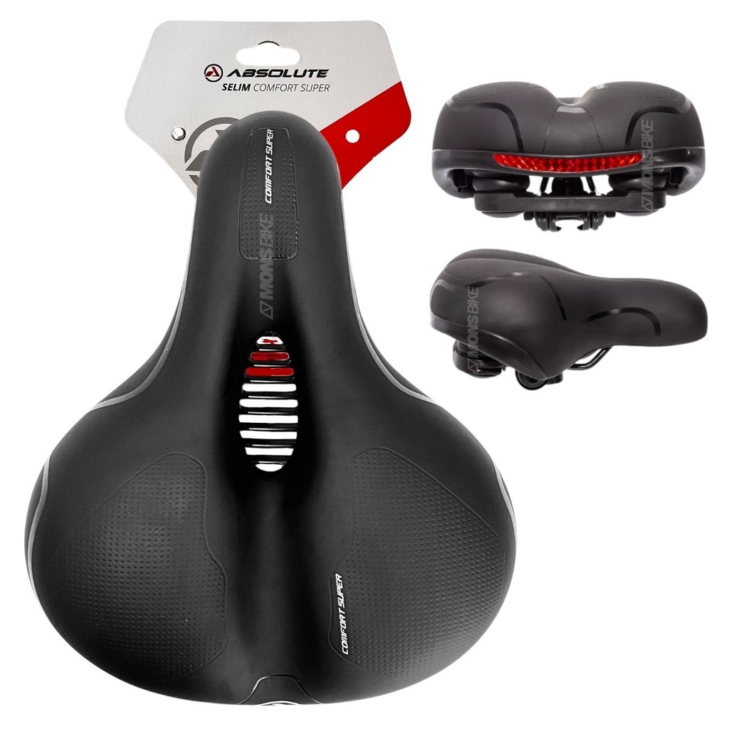 Banco Absolute Super Comfort Largo Vazado Banco Bike Macio Selim Bicicleta Confortável Grande Molas