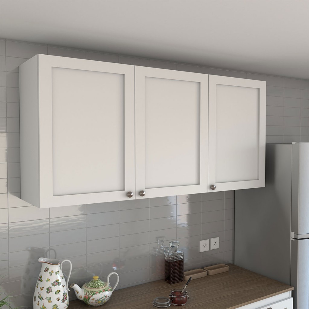 Armário Aéreo Cozinha Essenza 3 Portas 100% Mdf Branco Fosco - Panorama Móveis em Oferta na Shopee