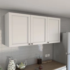 Armário Aéreo Cozinha Essenza 3 Portas 100% Mdf Branco Fosco - Panorama Móveis