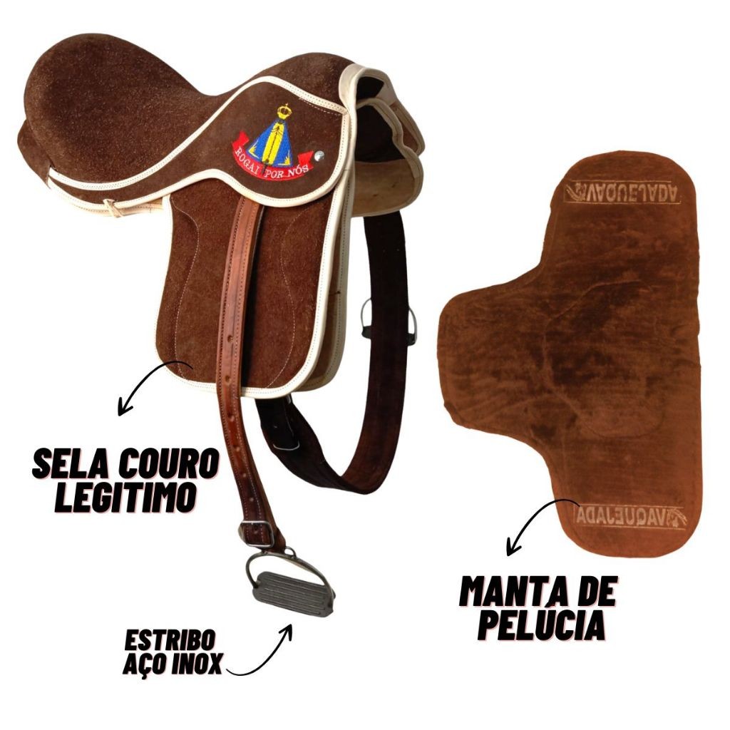 Sela de campo manta loro e conjunto Cavalo Vaquejada Em Couro Legitimo Cor Marrom Promoção