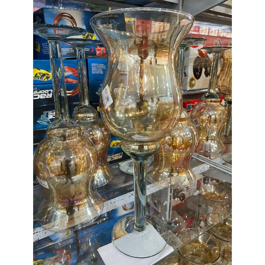 Belíssimo  Vaso de vidro para Decoração estilo taça Napoli 43cm
