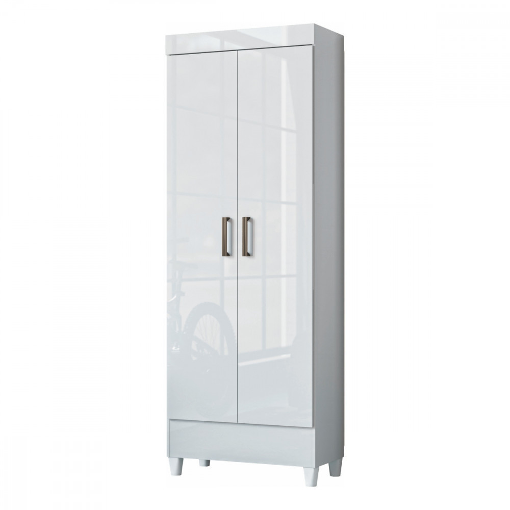 Armário Multiuso com Pés 2 Portas Branco New Opção em Oferta na Shopee