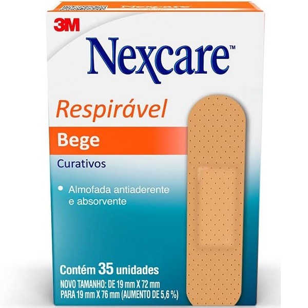 Curativo Bege Tradicional Respiravel 3M Nexcare 35 UNID