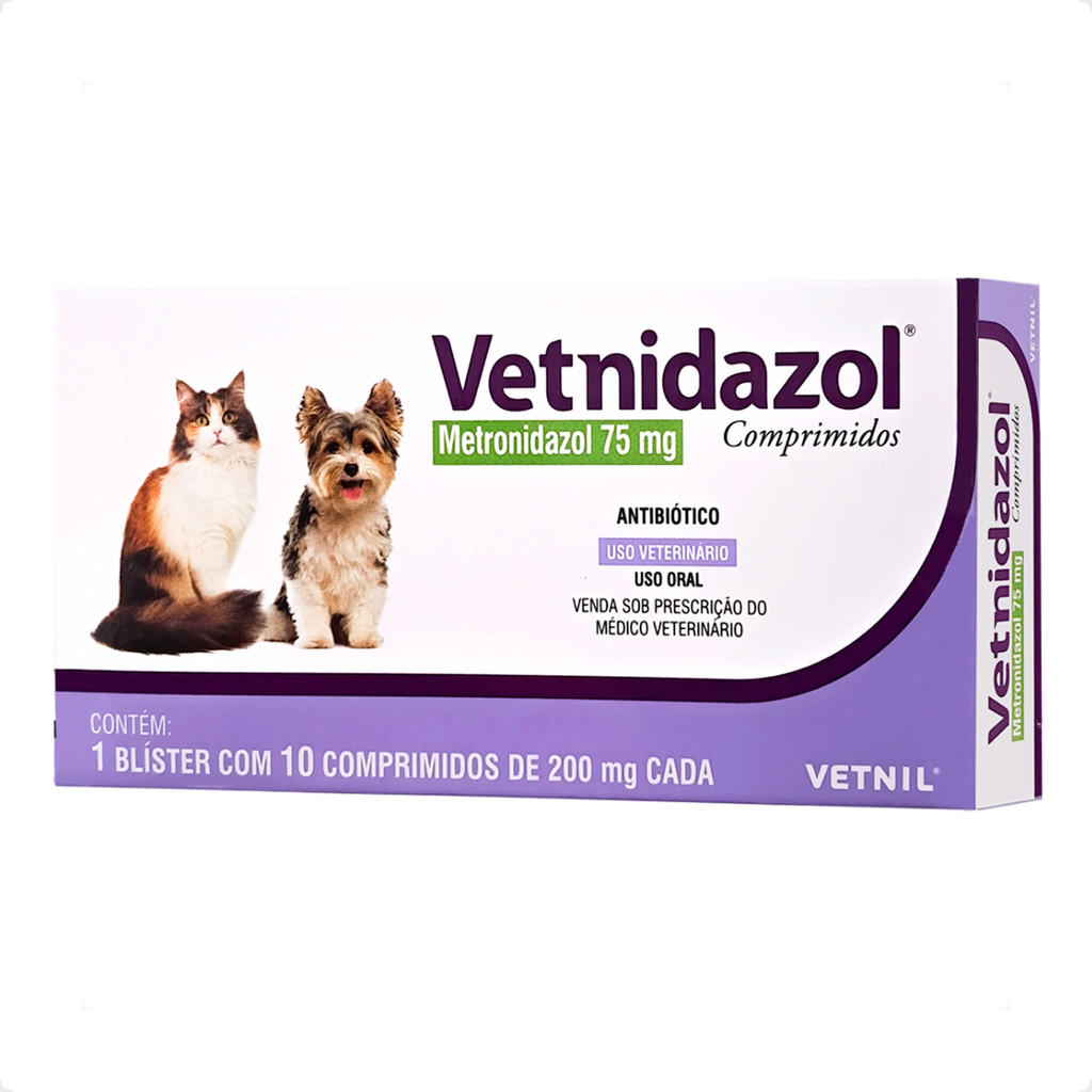 Vetnidazol 75mg Vetnil 10 Comprimidos - Para Cães
