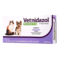 Vetnidazol 75mg Vetnil 10 Comprimidos - Para Cães