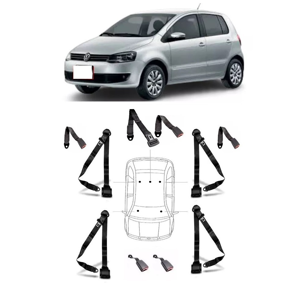Kit cinto de segurança COMPLETO para VOLKSWAGEN FOX + fechos em Oferta na Shopee