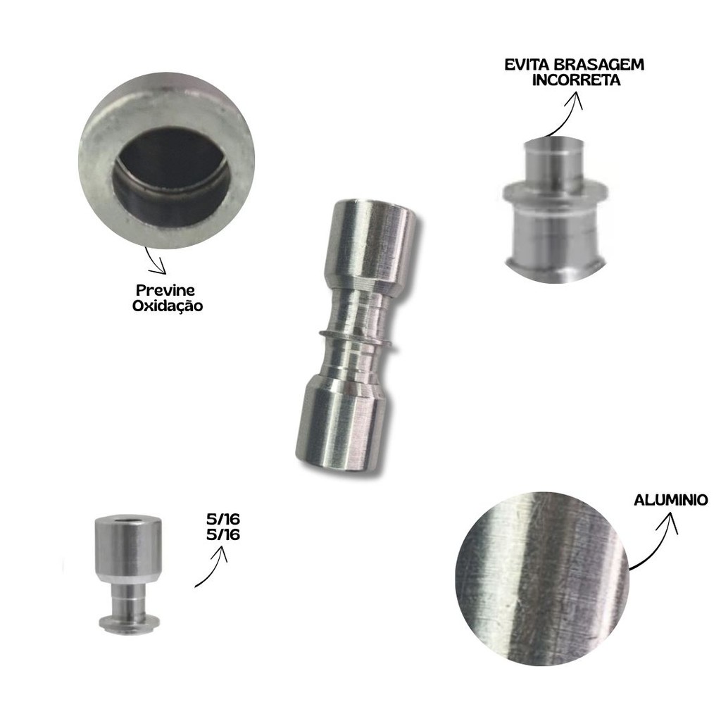 Detalhes do Kit Com 5 União Lokring 5/16 + 1 Cola Hvac Para Juntas