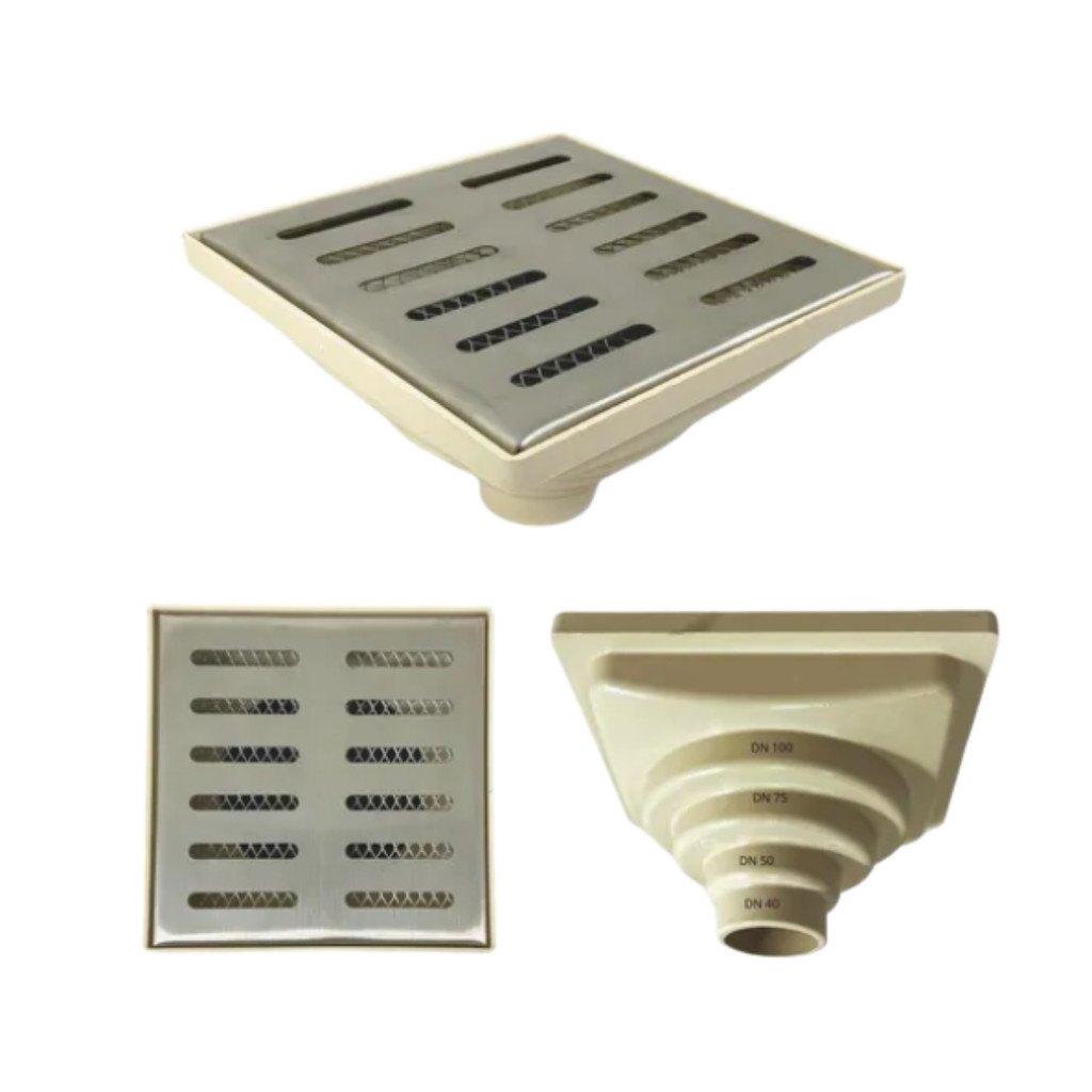 Ralo Inox 304 Palito Modelo 15x15 Com Telas Multi Saidas Beje